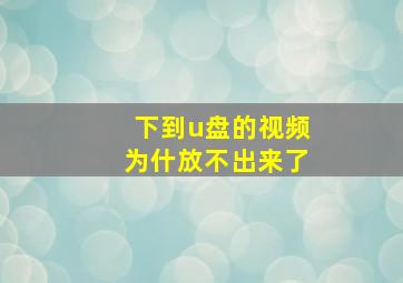 下到u盘的视频为什放不出来了