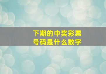 下期的中奖彩票号码是什么数字