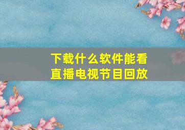 下载什么软件能看直播电视节目回放