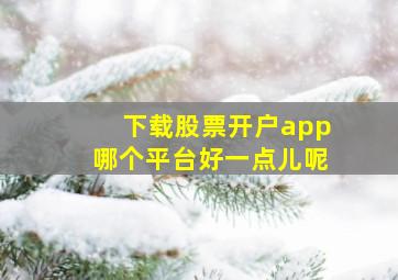 下载股票开户app哪个平台好一点儿呢