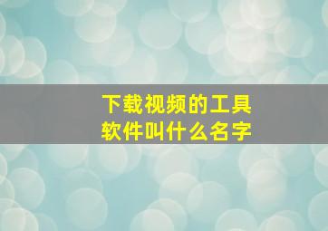 下载视频的工具软件叫什么名字