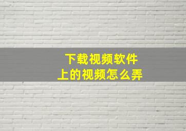 下载视频软件上的视频怎么弄