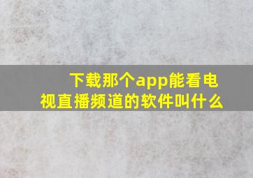 下载那个app能看电视直播频道的软件叫什么