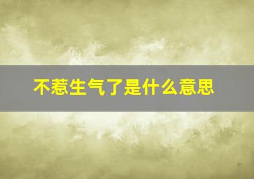 不惹生气了是什么意思