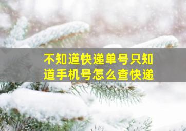 不知道快递单号只知道手机号怎么查快递