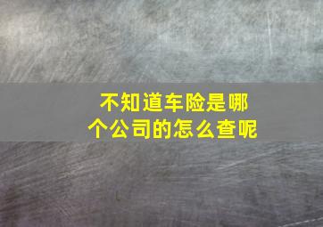 不知道车险是哪个公司的怎么查呢