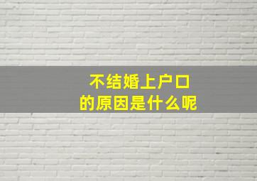 不结婚上户口的原因是什么呢