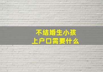 不结婚生小孩上户口需要什么