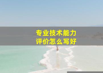 专业技术能力评价怎么写好