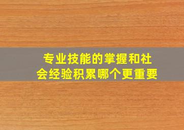 专业技能的掌握和社会经验积累哪个更重要