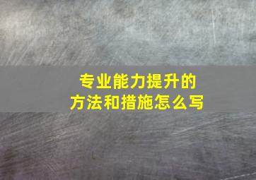 专业能力提升的方法和措施怎么写