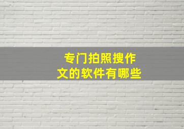 专门拍照搜作文的软件有哪些