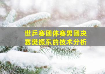 世乒赛团体赛男团决赛樊振东的技术分析