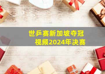 世乒赛新加坡夺冠视频2024年决赛