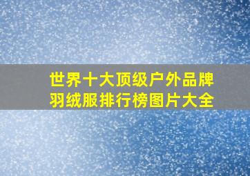 世界十大顶级户外品牌羽绒服排行榜图片大全