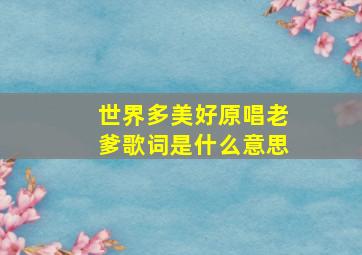 世界多美好原唱老爹歌词是什么意思