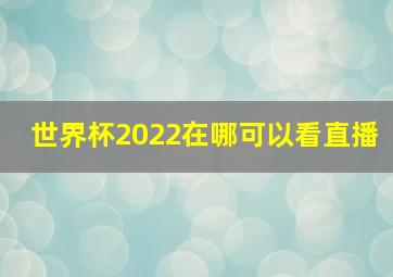 世界杯2022在哪可以看直播