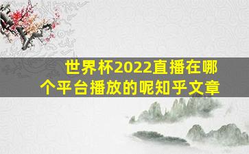 世界杯2022直播在哪个平台播放的呢知乎文章