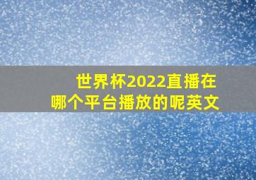 世界杯2022直播在哪个平台播放的呢英文