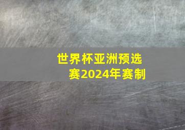 世界杯亚洲预选赛2024年赛制