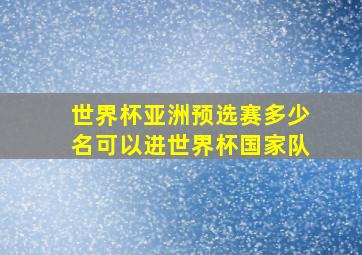 世界杯亚洲预选赛多少名可以进世界杯国家队