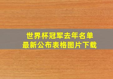 世界杯冠军去年名单最新公布表格图片下载