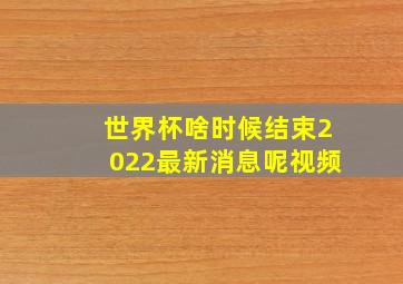 世界杯啥时候结束2022最新消息呢视频