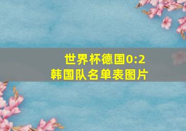 世界杯德国0:2韩国队名单表图片