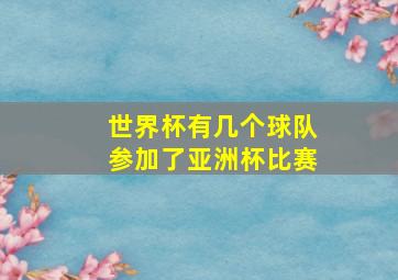 世界杯有几个球队参加了亚洲杯比赛