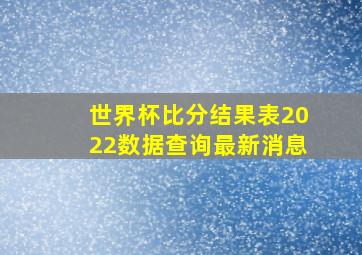 世界杯比分结果表2022数据查询最新消息