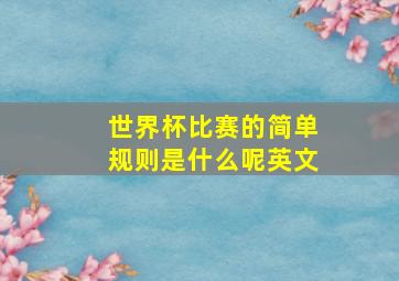 世界杯比赛的简单规则是什么呢英文