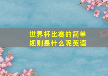 世界杯比赛的简单规则是什么呢英语