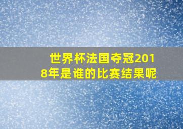 世界杯法国夺冠2018年是谁的比赛结果呢