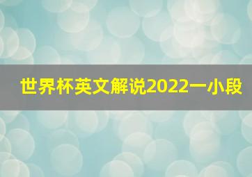 世界杯英文解说2022一小段