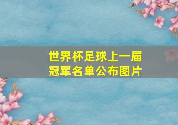 世界杯足球上一届冠军名单公布图片