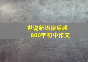 世说新语读后感800字初中作文