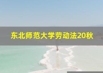 东北师范大学劳动法20秋