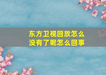 东方卫视回放怎么没有了呢怎么回事