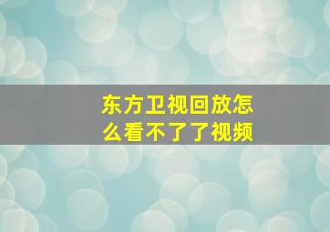 东方卫视回放怎么看不了了视频