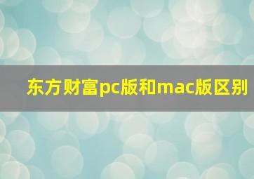 东方财富pc版和mac版区别