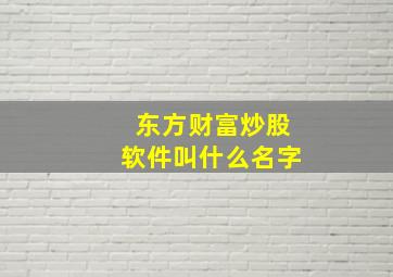 东方财富炒股软件叫什么名字