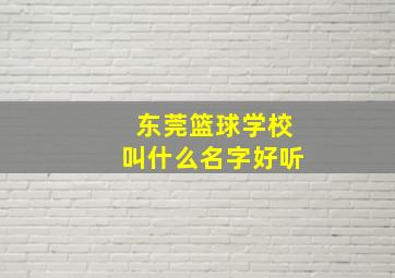 东莞篮球学校叫什么名字好听