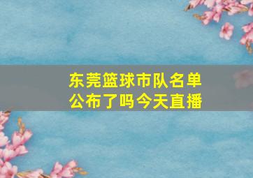 东莞篮球市队名单公布了吗今天直播