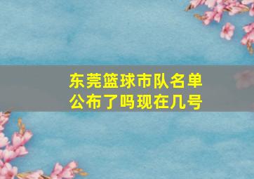 东莞篮球市队名单公布了吗现在几号