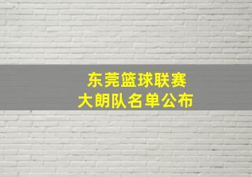 东莞篮球联赛大朗队名单公布