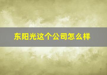 东阳光这个公司怎么样