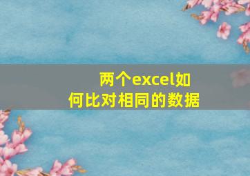 两个excel如何比对相同的数据