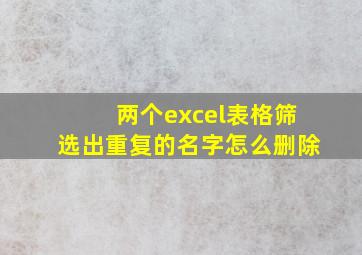 两个excel表格筛选出重复的名字怎么删除