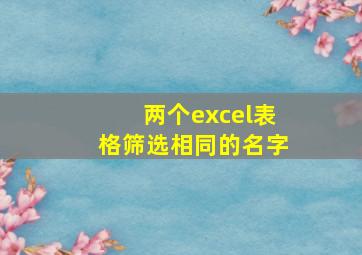 两个excel表格筛选相同的名字