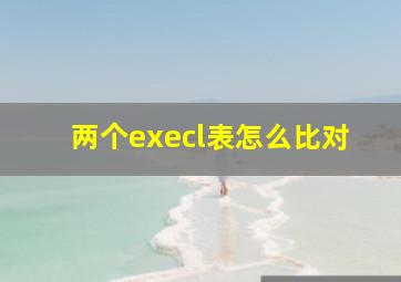 两个execl表怎么比对